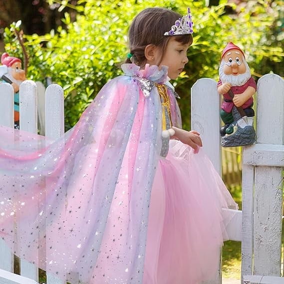 Princess Dress Up kids Costume Props Halloween Christmas gifts 11Pcs Fairy Princess for Toddler Girls Costume Sets Cape Wand Headband Tutu Skirt Jewelry New Year Gifts for Girls3 4 5 6 7 8 Year Old