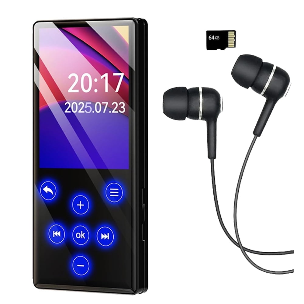 96GB MP3 Player with Bluetooth Portable Lossless Sound Music Player with HD Speaker 2.4 Screen Voice Recorder FM Radio Touch Buttons HiFi MP4 Player Built-in 32GB Support up to 128GB for Walking